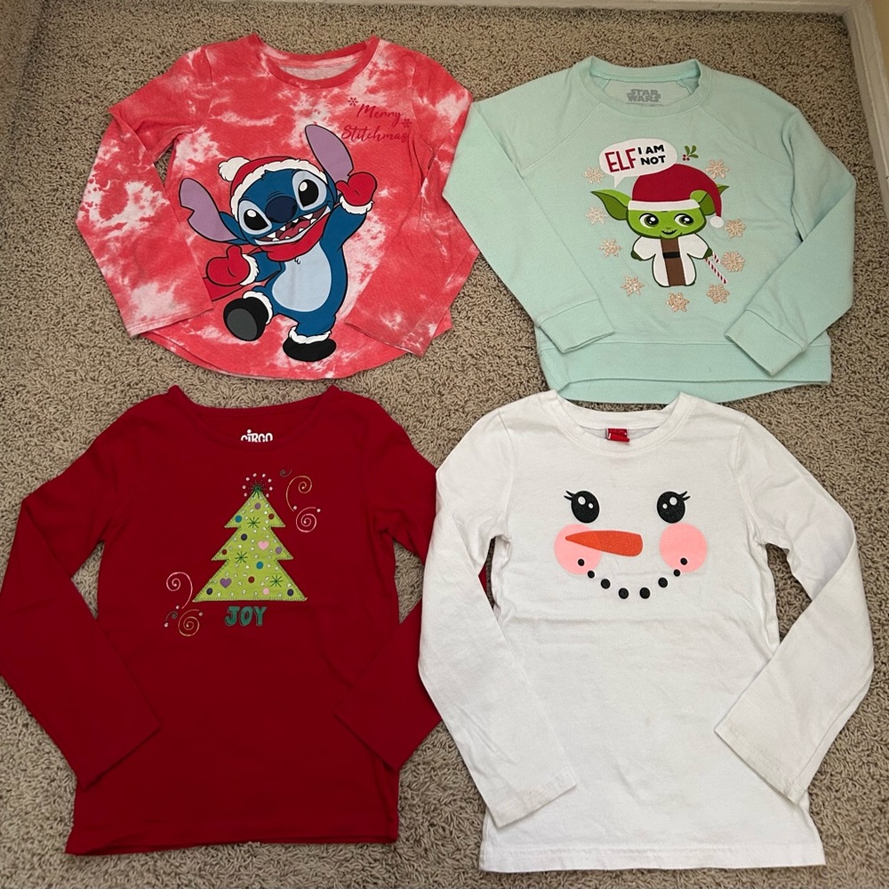 Girls S Small 6/6X 14PC Christmas Holiday Clothing Lot: Dress, Shirts, Disney - Picture 13 of 15